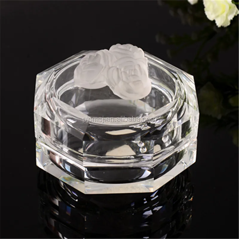 K9 crystal jewelry box with crystal rose,octagon shape crystal jewelry box