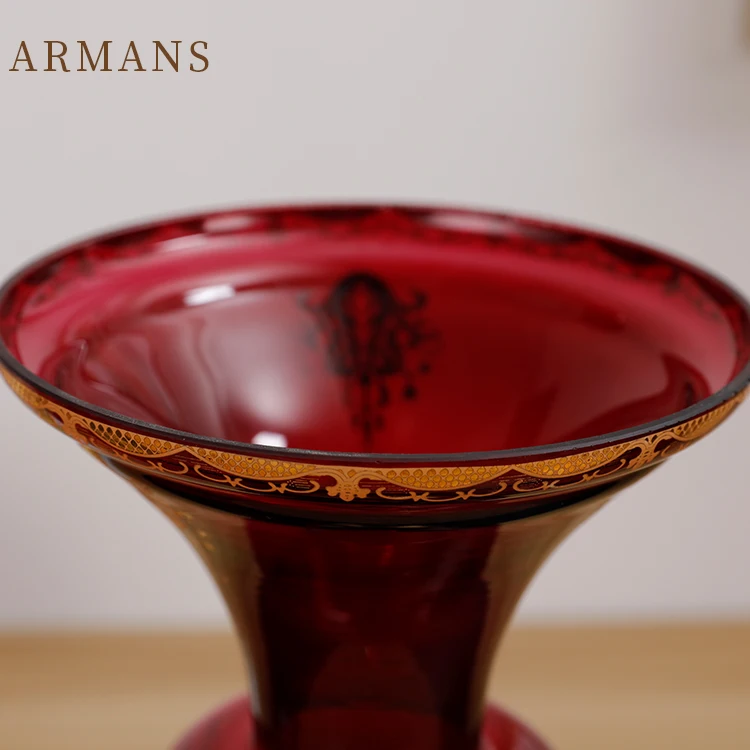 vase home decor Metal plated Copper Italy Outline Glass  flower vase