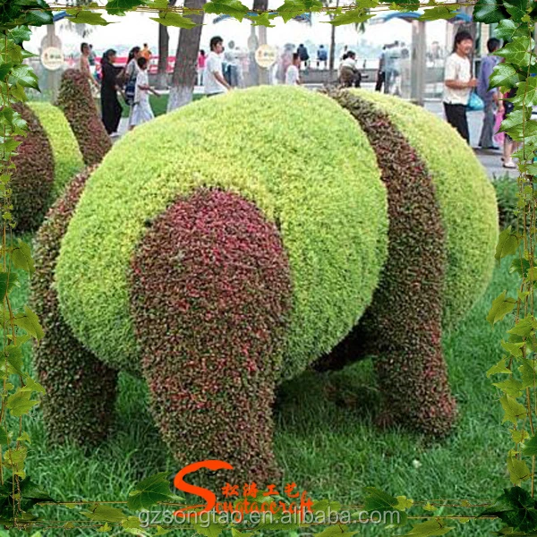 Home Designs Artificial Plant Vertical Garden with panda Topiary