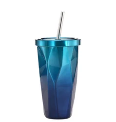 New design 550ml straw cup tumbler with lid and straw thermal tumbler car mug for gift