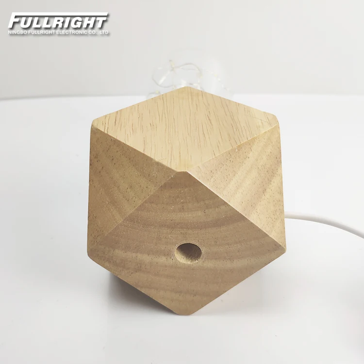 Modern bedroom decorative polyhedron wood vintage edison glass night table lamp