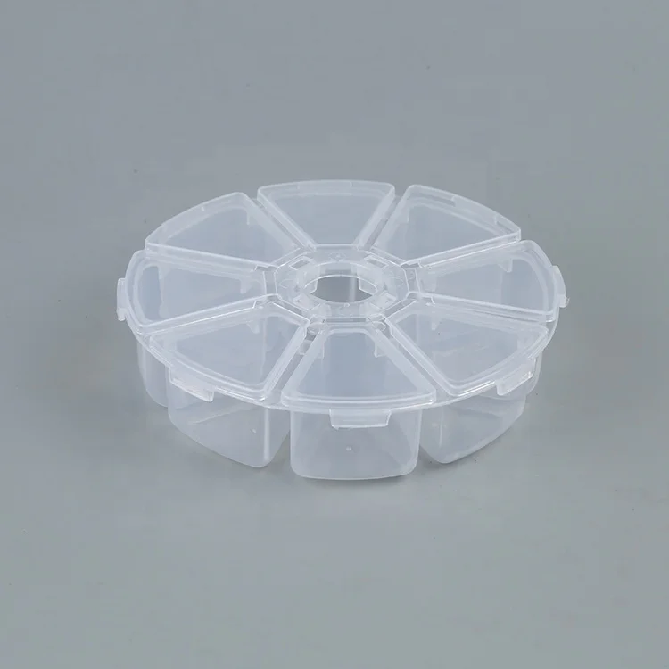 Excellent quality 8 grid round Diy diamond jewelry plastic box