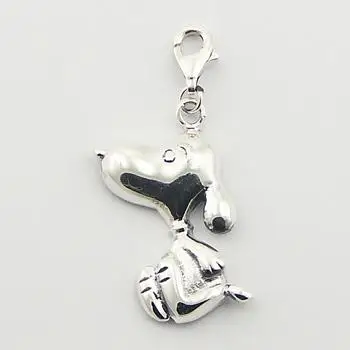 
Snoopy Dog Charm On Lobster Clasp Smooth Sterling Silver 