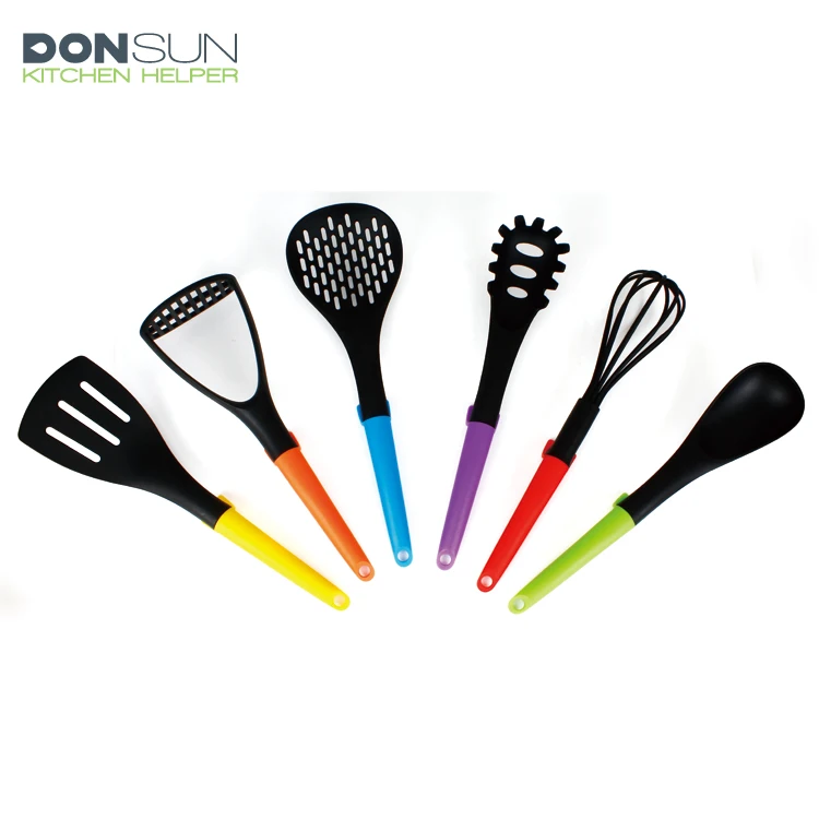 Wholesale private label 6 Pieces Colorful non-stick Plastic Kitchen Utensils