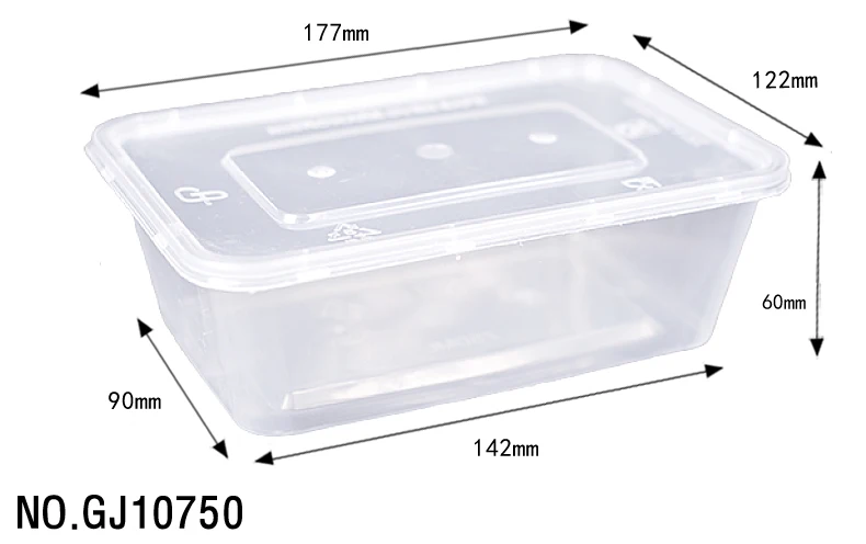 750ml rectangular disposable microwave plastic food container wholesale