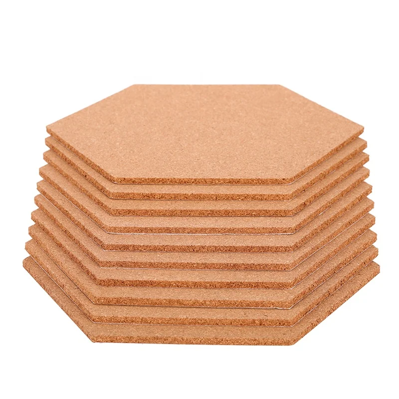 
8mm Custom Thickness Bulletin Push Pins Message Cork Sheet Tiles Board with Glue for Memo Hexagon Shape  (62139691907)