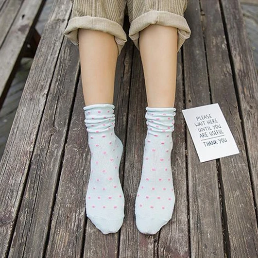 Summer Japanese Cute Dots Cotton Girls Socks Teen Tube Socks