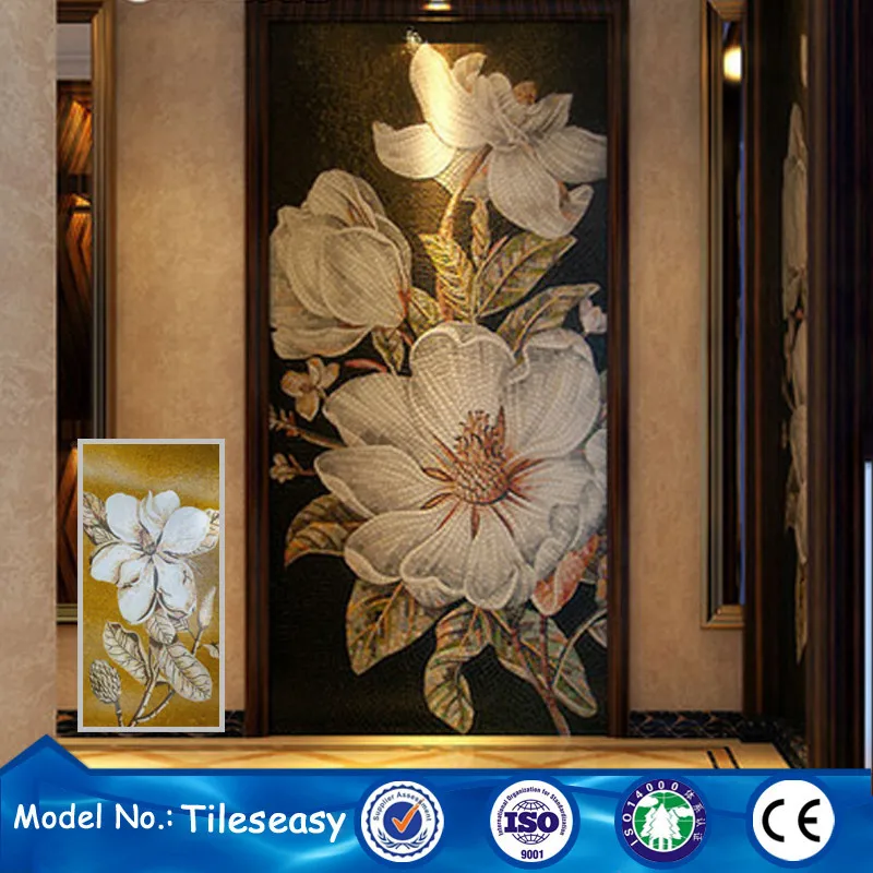 interior wall decoration glass flower mosaic tile pictures pattern