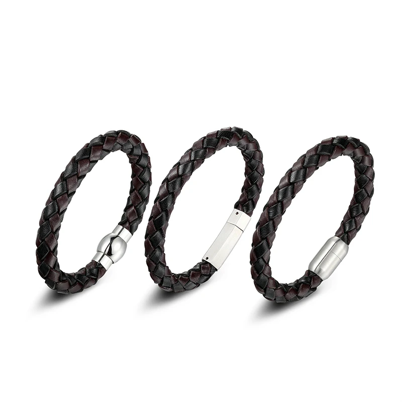 
green leather cord design gold magnet stainless steel clasp bracelets for fashion girls 