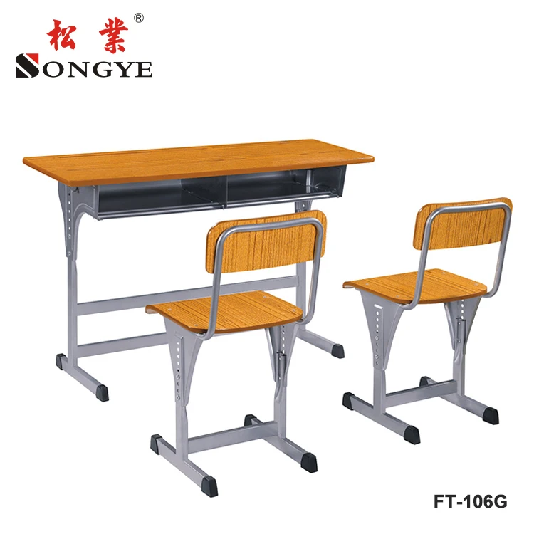 
Durable Stack-able Student Desk And Chair Double Seat School Table and Chair 