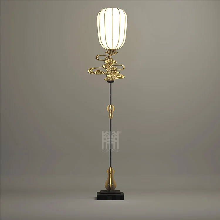 
Newly High Living Room Wooden Crafts Antique Vintage Stand Lamp Art Lighting Brass Floor Lamp 