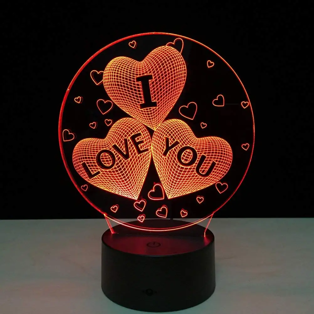 2021 Best Gifts Custom 3D I LOVE You Heart Optical LED Illusion Night Lamp 7 Color
