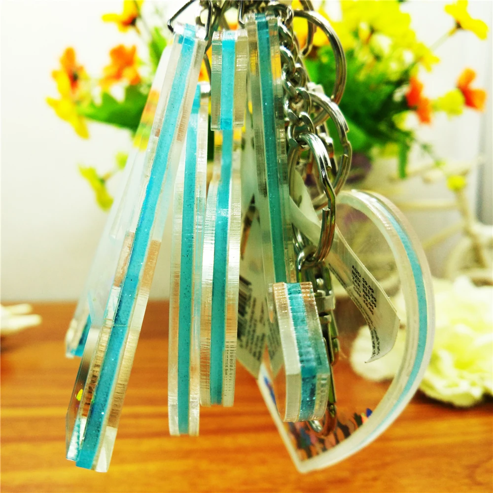 Free Sample Heart Letter Custom Acrylic Keychain Glitter Keychain Charms