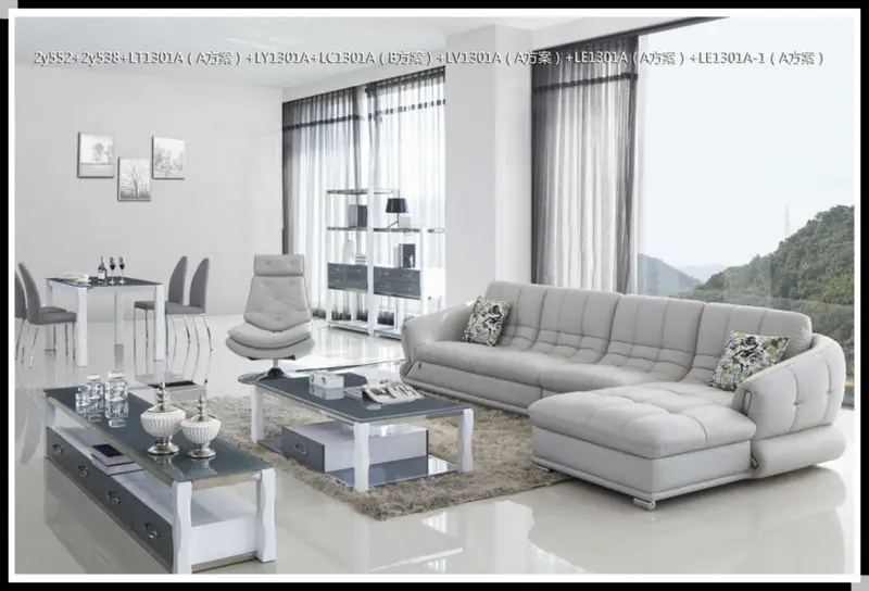 
Living room hotel use leather sofa set modern sectional furniture 2y552 