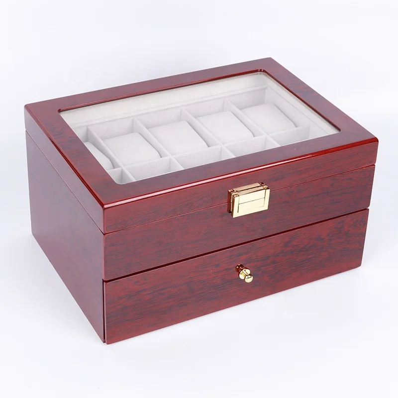 
Popular Muti-Layer Metal Glass Watch Box Stylish Clear Window Cover Watch Organizier Storage With Metal Clasp 
