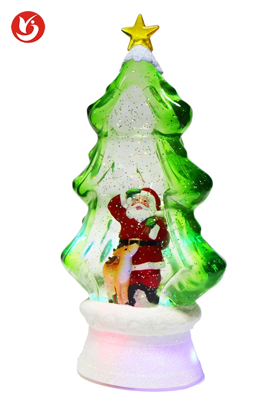Crafts Gifts Decoration Battery Box Operation Water Snow Globe Led Christmas Tree