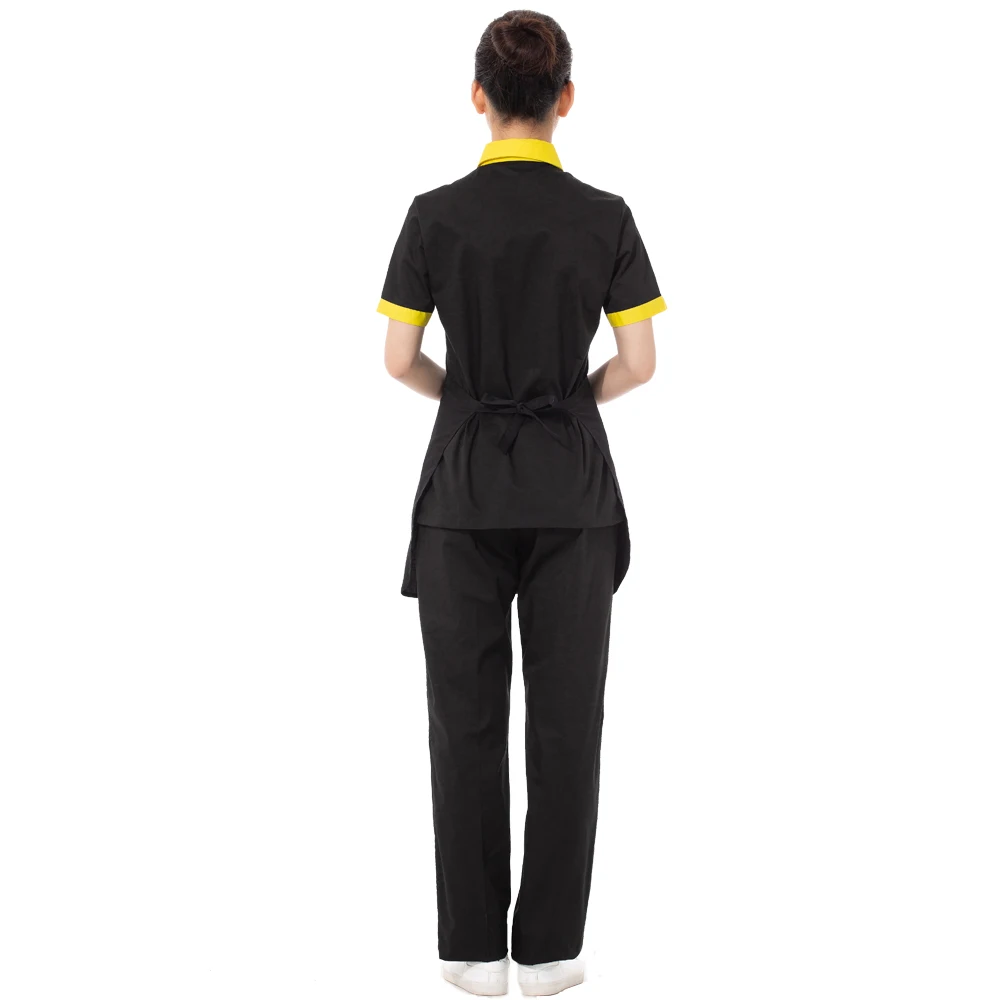 Unisex custom design waiter uniform classic restaurant service staff uniform cleaning suit
