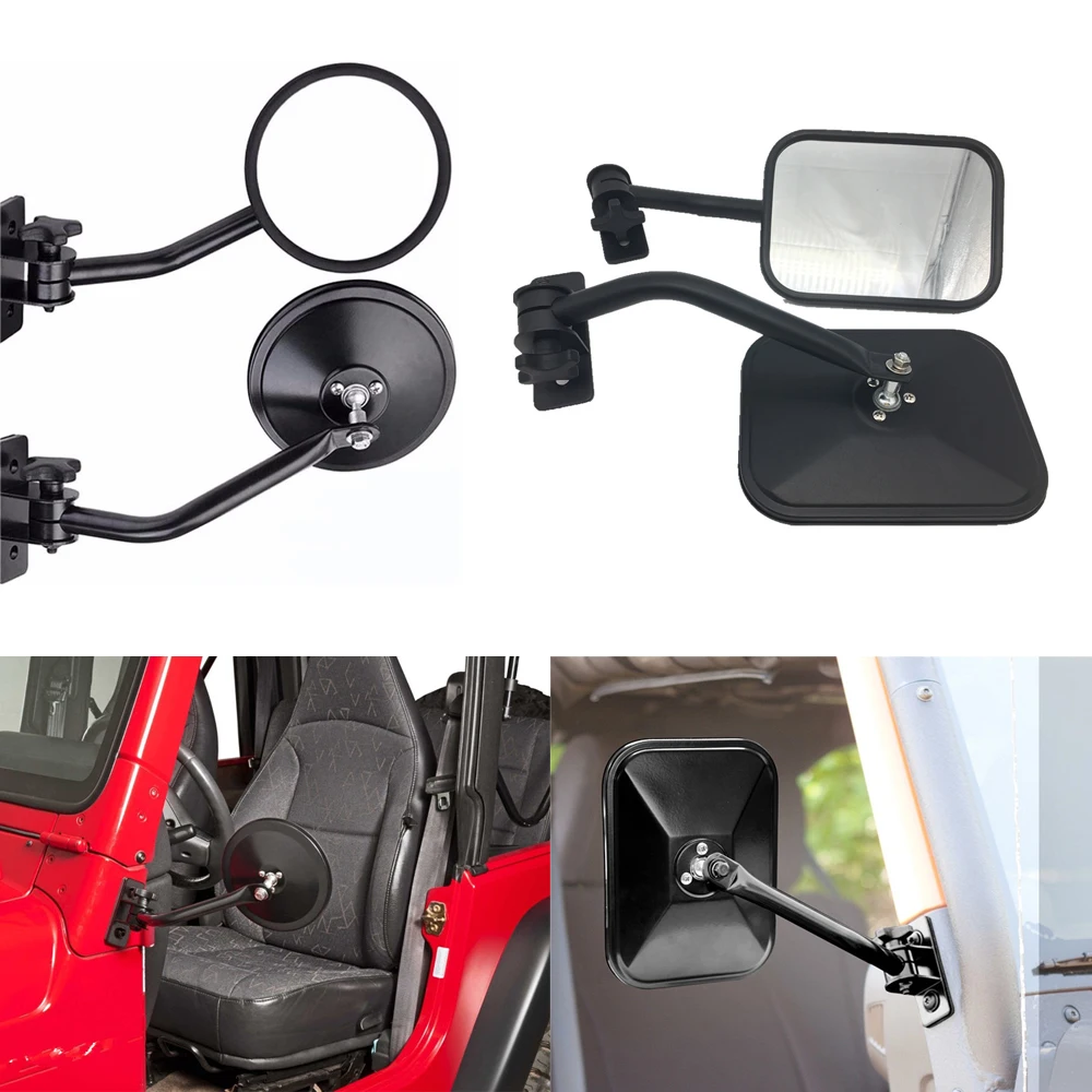 Auto car accessories rearview mirror side door adjustable angle lens blind spot car mirror for jeep wrangler