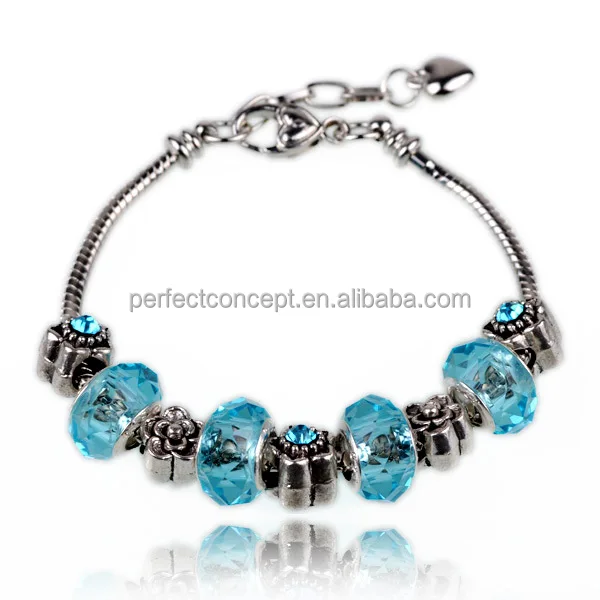 2019 Fashion European Charm Women Multicolor Murano Glass Beads Bracelet 925 silver jewelry