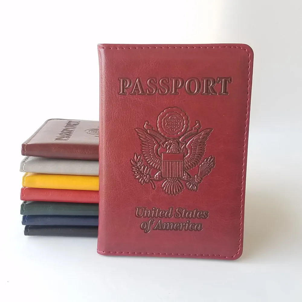 Wholesale PU leather embossed USA national emblem passport cover