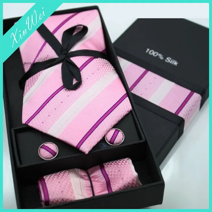 Wholesale business fashion corporate gifts tie and cufflink box necktie set