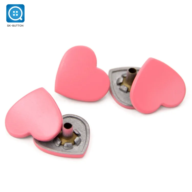 Newest Zinc Alloy Snaps Button Heart Shape and Can be Customized Denim Metal Snap Button