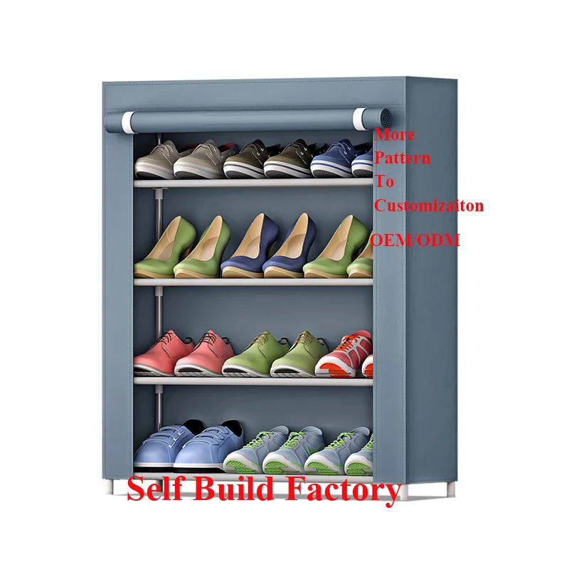 
Dustproof Cover Closet Storage 4 titer Shoe Racks No tool Assembly Shoe Rack Organizer High Capacity for Non woven Fabric Metal  (60739952524)