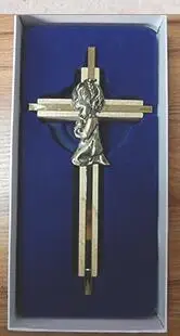 Silver Boy wall Cross Infant Blessing Baby Decor Boy and Girl Cross  Pendant Religious Souvenirs Metal Cross with Keyring