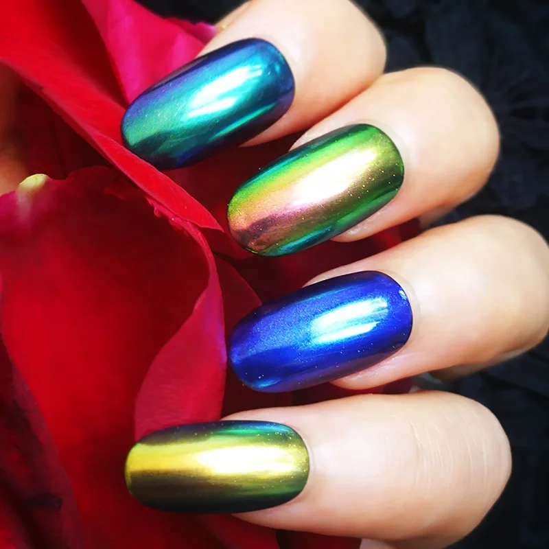 Color shift Aurora pigment, chrome mirror effect Rainbow neon Pigment for nail polish