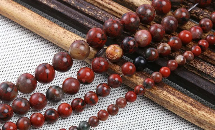 Made In China 12mm Natural Poppy Jasper Loose Stone Beads