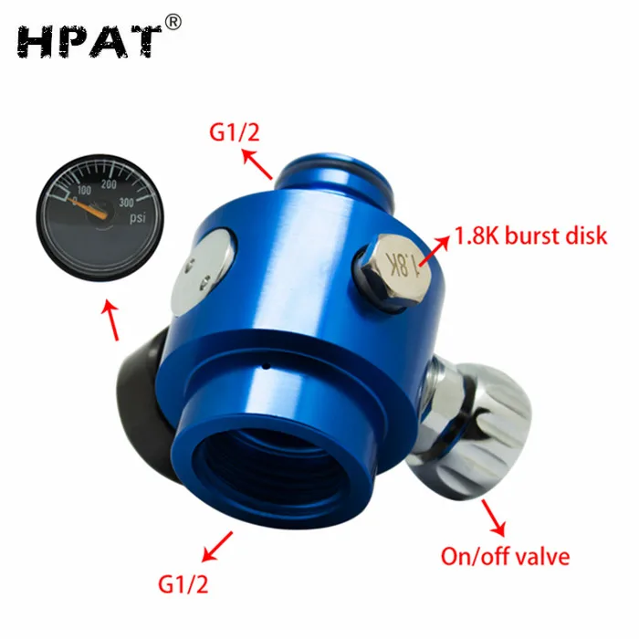 Цилиндр для пейнтбола 0-150psi, регулируемый регулятор давления воздуха, синий