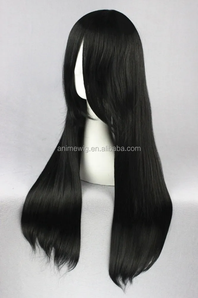 High Quality 70cm Long Straight Bleach Anime Peluca Kuchiki Byakuya Black Wig Cosplay Synthetic Heat Resistant Hair Wig