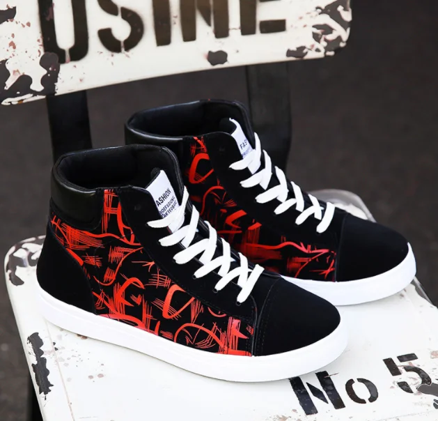 UP-0071J Fashion casual canvas shoes high neck men shoes sneakers for winter autumn