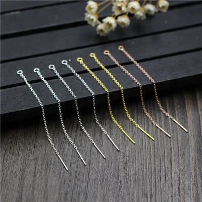 7cm/9cm Length 925 Sterling Silver Jewellery Findings Line Wire Venice Chain Thread Ear Stud DIY Earrings Accessories