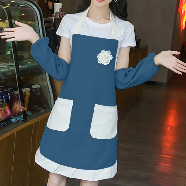 High quality lovely ruffle lady maid home kitchen cooking apron for women