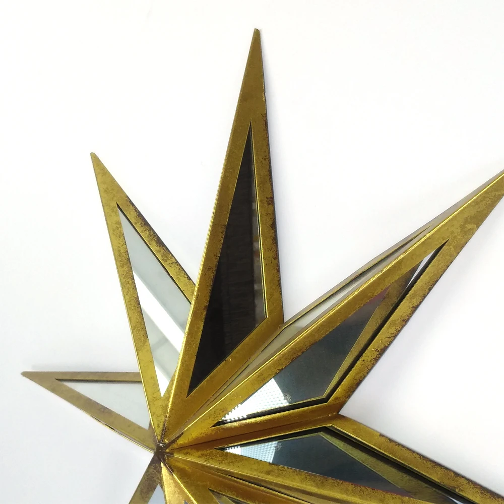 23 inch 58.5cm star shape gold wall mounted metal framed decorative mirror glass for living room
