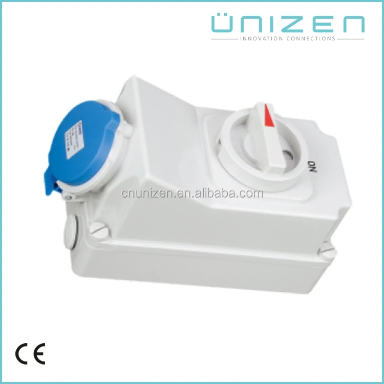 Unizen 32A/400V 5P Electrical Industrial Connector-Housing with Switch IP44