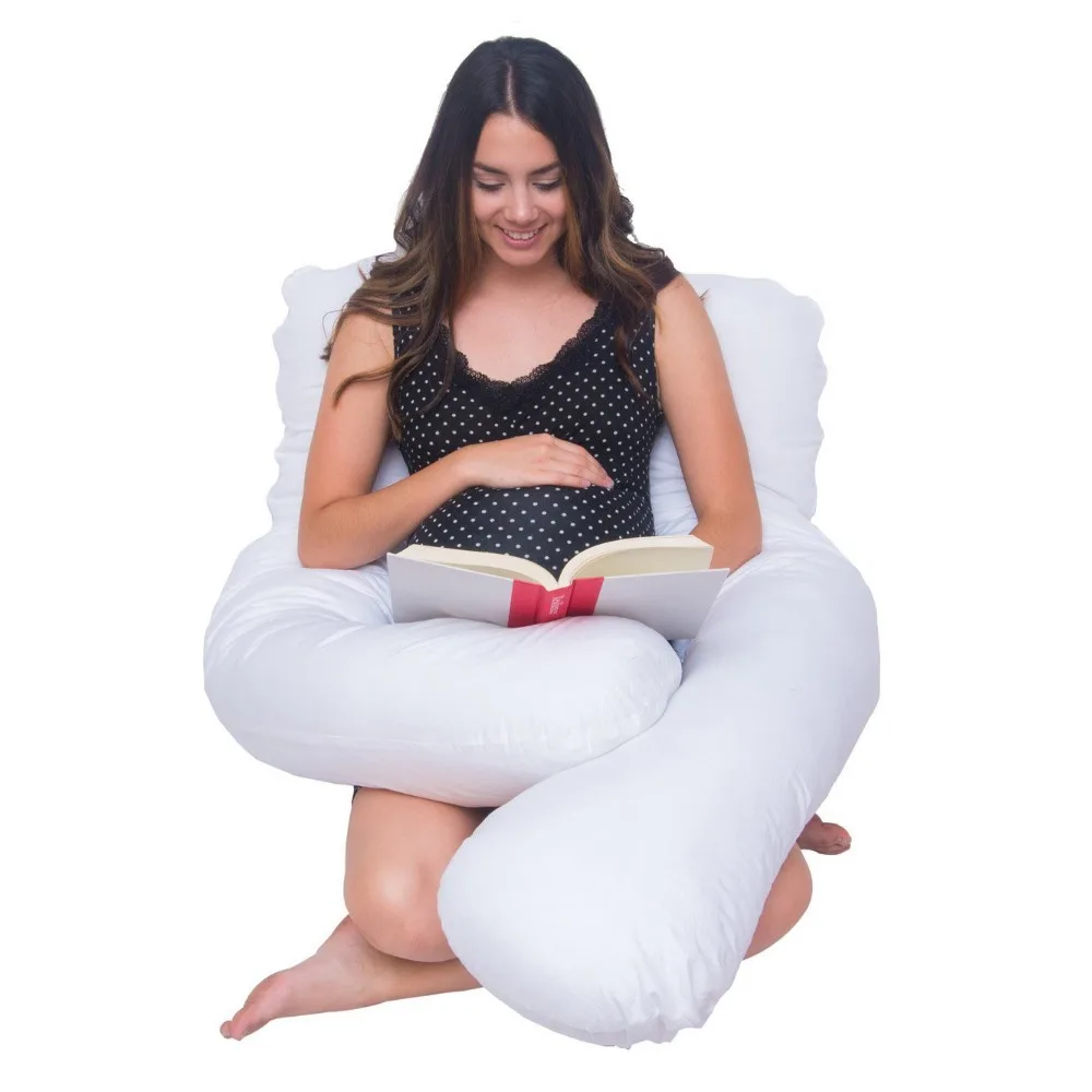 U Shaped Total Body Pillow For Side Sleeping, Contoured Maternity Pillow With Removable & Washable Cotton Cover