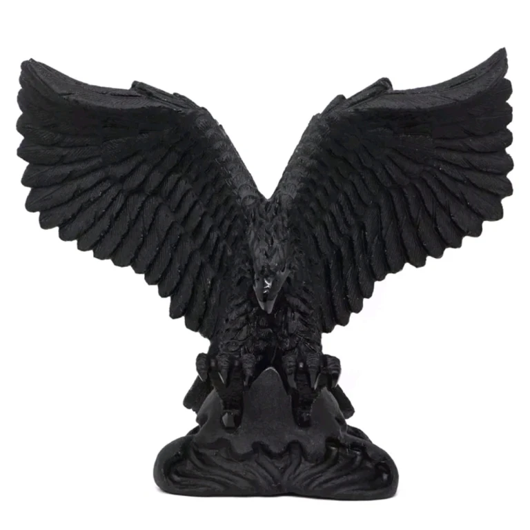 Natural Black Obsidian Crystal Carving Craft Quartz  Crystal Carved Eagle Decoration
