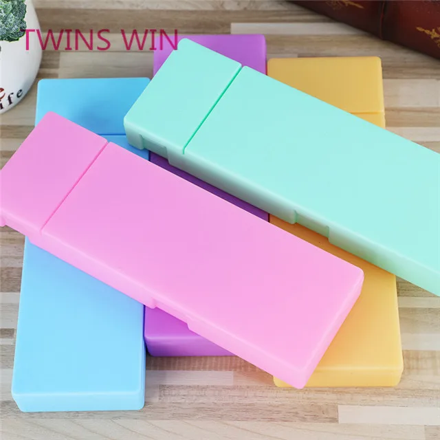 Promotional gift stationery wholesale taobao Hot Sale Custom Printed kawaii plastic pure color rectangle pencil case 860