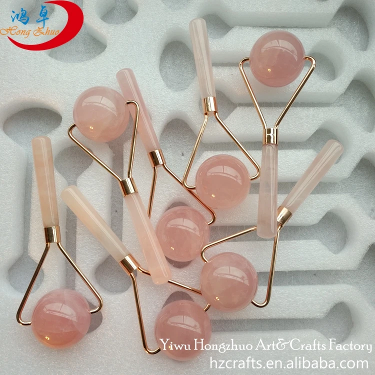 
Facial relaxation massage rose gold metal quartz single roller ball anti wrinkle massager face slimming 