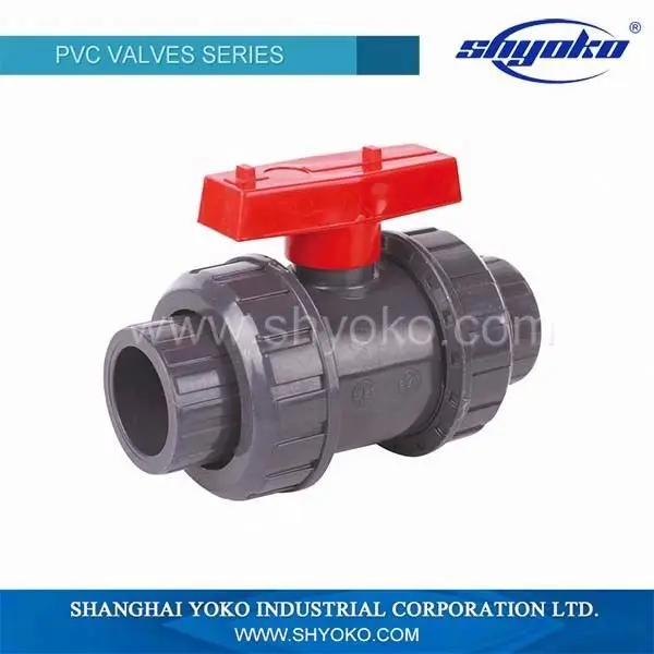 Two way PVC 40mm 50mm 65mm double union ball valve with manual operated