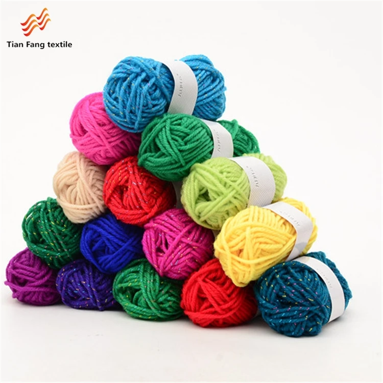 Сделано в Китае, 10-граммовые акриловые четырех нить Красочные Золотая пряжа мульти цвета; Смешанные цвета; Трикотажная Детская DIY ручной работы ручного вязания пряжа