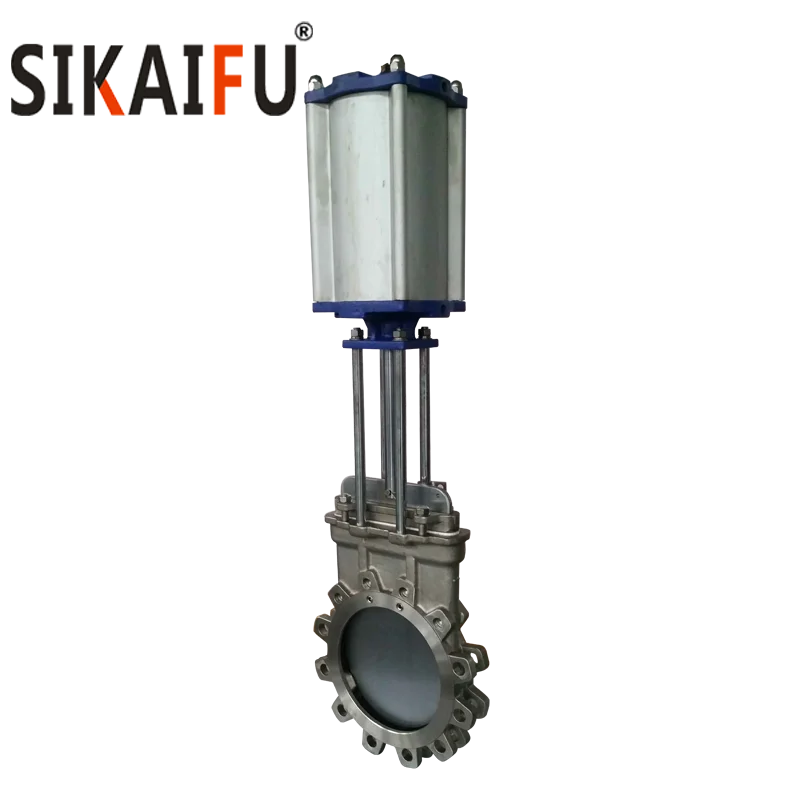 Stainless steel 8 Inch Wafer type Knife Gate Valve with Pneumatic Actuator