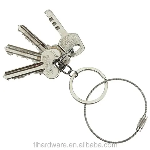 Key Ring Keychain Aircraft Cable Wire Stainless Steel Gear