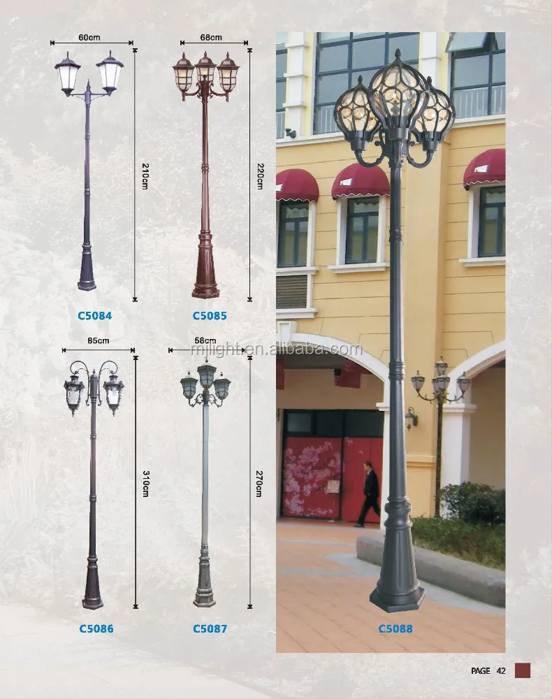 Factory price outdoor decorative antique cast iron led lamp pole 12v 30w garden light
