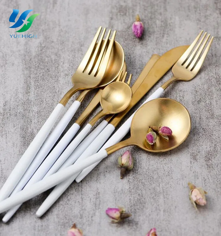 
Dining Table Stainless Steel Flatware Cutlery Set Gold Flatware 