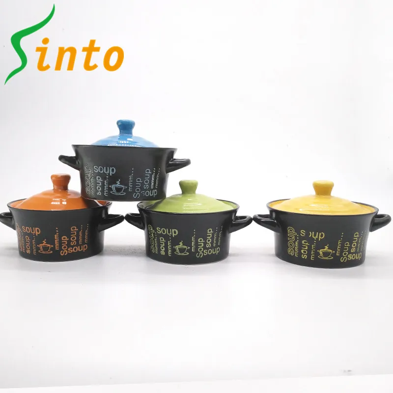 Best ceramic hot soup pot with two handles and lid