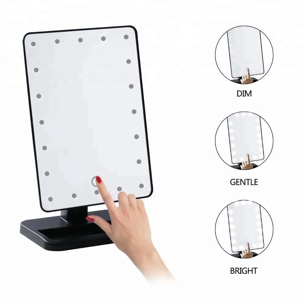 Заводское зеркало для макияжа с 20 светодиодами/2 светодиодами регулируемый сенсорный экран настольное косметическое подсветкой