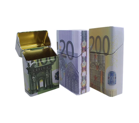 Wholesale high quality luxury fancy square metal cigarette case playing card display box cigarette case Tinplate cigarette case